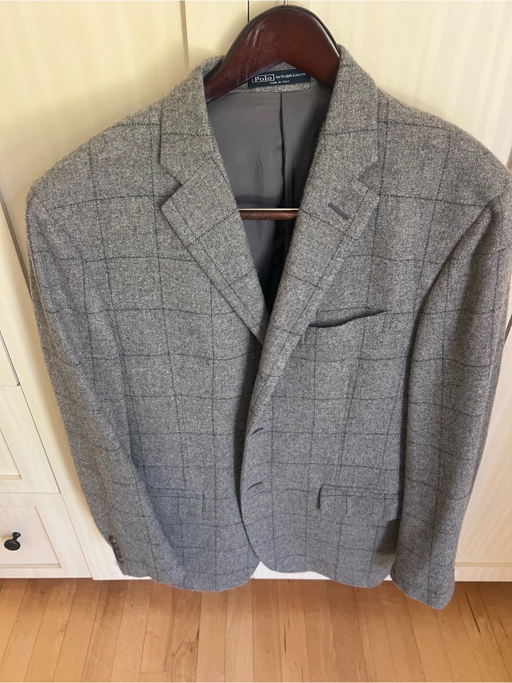 Polo by Ralph Lauren Gray Windowpane Wool-Blend Sport Coat